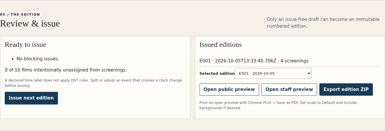 Issue a numbered edition in ForsetiFest