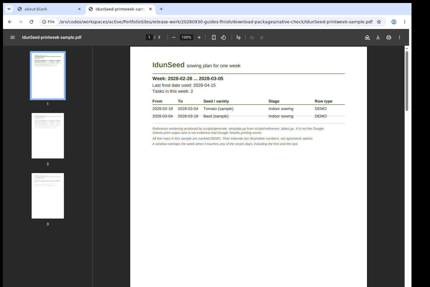 IdunSeed — actual application or generated output