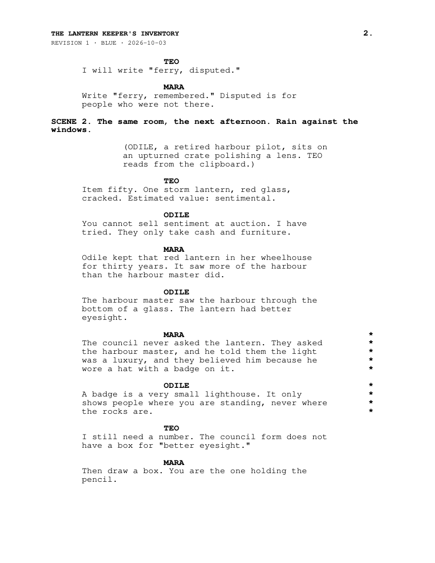 KolyadaPages: Actual exported replacement page 2 with revision header and margin asterisks.