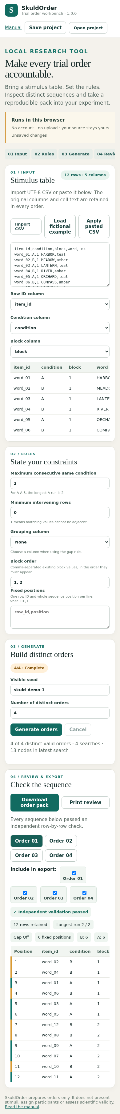 Review the sequence at a narrow width in SkuldOrder