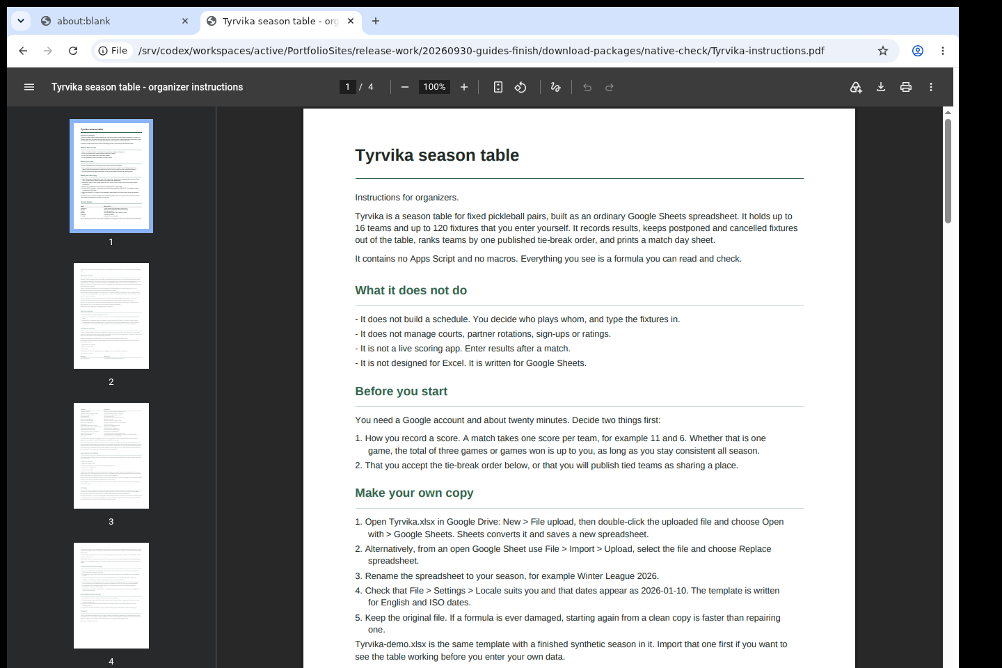 Tyrvika — actual application or generated output